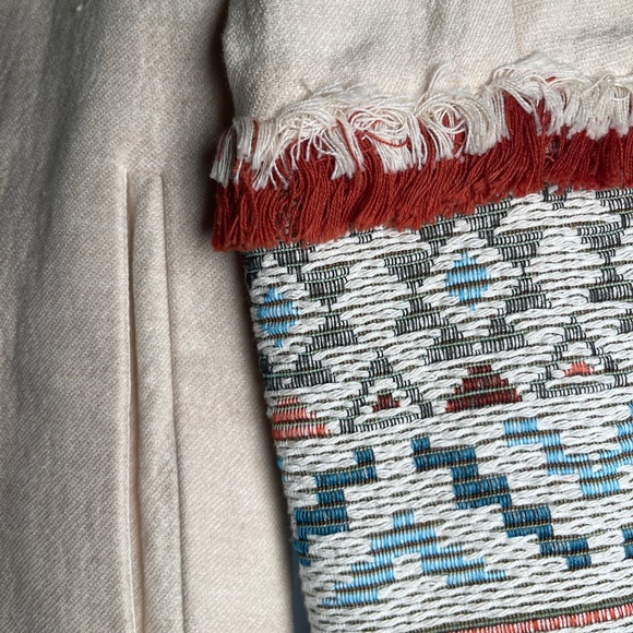 ZARA Cream Coat with Patterned and Fringe Cuffs - Picture 7 of 8